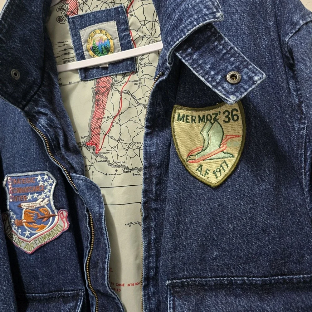 Forest Club Vintage‎ Denim Military Jacket Large